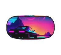 FFCVZAA Retrowave - Estuche para lápices de moda, estuche de viaje para maquillaje, artículos esenciales para estudiantes, artículos de aseo, Black, Talla única, Organizador de bolsas