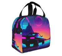 FFCVZAA Retrowave - Lonchera aislada con impresión de imágenes para comidas, aperitivos, bebidas, escuela, actividades al aire libre, viajes diarios