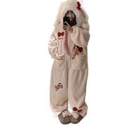 FFFF & OLFEH Pijamas De Mujer, Navidad Pijama Adultos Entero con Capucha Animal Papel Juego De Roles Ropa para El Hogar Fiesta De Pijamas (Pink,L)