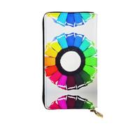 FFGhjk Cartera larga de piel estampada con círculos de colores con compartimento con cremallera para mujer. Chequera y tarjetero de crédito.