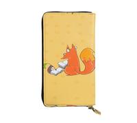 FFGhjk Cartera larga de piel estampada con diseño de semillas de girasol y zorros con compartimento con cremallera para mujer. Chequera y tarjetero de crédito.