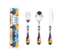 FFGhjk Hawaii Hot Air Balloon - Vajilla infantil de 3 piezas, adecuada para la escuela, el hogar, viajes, segura y fácil de usar