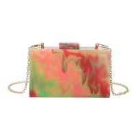 FFHAO Bolso de mano cuadrado pequeño con lentejuelas acrílicas a juego, Fantasía colorida, 18x5x11cm