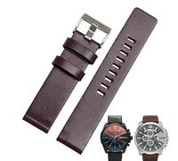 FFHAO Correa de cuero de vaca para reloj DIESEL DZ7312 | DZ4323 | DZ7257 con hebilla de acero inoxidable de 24, 26, 27, 28, 30 mm de ancho, banda plana, 26mm, Ágata