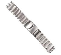 FFHAO Correa de reloj de acero inoxidable sólido de 24 x 26 mm para Swatch, correa de reloj plateada para hombre, pulsera plegable, 26mm, Ágata