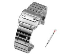 FFHAO Correa de reloj de acero inoxidable sólido para Cartier Santos serie 100, pulsera para hombre, 23 mm, hebilla de mariposa, accesorios de reloj, 23mm, Ágata