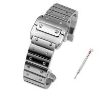 FFHAO Correa de reloj de acero inoxidable sólido para Cartier Santos serie 100, pulsera para hombre, 23 mm, hebilla de mariposa, accesorios de reloj, 23mm, Ágata
