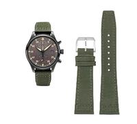 FFHAO Correa de reloj de cuero vacuno de nailon de alta densidad para IWC PILOT Portugal correa de reloj de tela 20 mm 21 mm 22 mm pulsera negro verde militar azul cuero de vaca cinturón de muñeca,