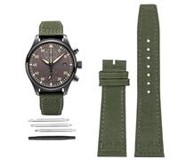 FFHAO Correa de reloj de cuero vacuno de nailon de alta densidad para IWC PILOT Portugal correa de reloj de tela 20 mm 21 mm 22 mm pulsera negro verde militar azul cuero de vaca cinturón de muñeca,