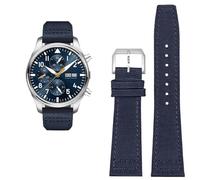 FFHAO Correa de reloj de cuero vacuno de nailon de alta densidad para IWC PILOT Portugal correa de reloj de tela 20 mm 21 mm 22 mm pulsera negro verde militar azul cuero de vaca cinturón de muñeca,