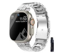 FFHAO Correa de titanio para reloj Ultra 49 mm, 45 mm, 41 mm, 38 mm, 42 mm, 44 mm, correa de metal, correas de la serie 8, 7, 6, SE, 5, 4, 3, pulseras de reloj(Silver with Tool,42/44/45/49mm)