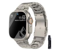 FFHAO Correa de titanio para reloj Ultra 49 mm, 45 mm, 41 mm, 38 mm, 42 mm, 44 mm, correa de metal, correas de la serie 8, 7, 6, SE, 5, 4, 3, pulseras de reloj(Titanium with Tool,38/40/41mm)