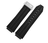 FFHAO Para Hublot BIG BANG auténtica correa de reloj de acero inoxidable sin hebilla herramienta nueva correa de reloj de goma de silicona negra para hombre 25 * 19mm (Color : Diamond, Size : 25X19mm