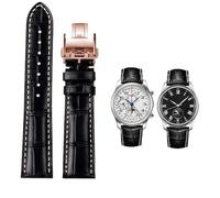FFHAO Para Masters Collection L3 L4 L2.628/L2.673 correa de reloj de cuero de vaca con hebilla de mariposa correa de reloj 19 20 21mm(Black RG Folding,20mm)
