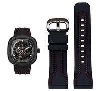FFHDJL Correa de reloj de goma para hombre, resistente al agua, a prueba de sudor, cadena de reloj diésel de 28mm, accesorios de reloj negro y naranja