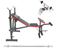 FFitness Banco Multifunción con Barra 180 cm Bodybuilding Fitness Cru
