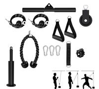 FFitness Sistema de polea de Gimnasio, Cable de tracción, polea, Accesorios de Fitness, 13 Piezas, casa Gimnasio multifunción, Torre de tracción