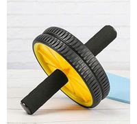 FFitness Two-Wheeled Power Wheel with Mat, Ruedas con Asas para Abdomen, Unisex, Adulto, Amarillo, única