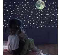 FFL DREAMS Estrellas Fluorescentes para Techo. Conjunto realista sin puntos sin cuadrados. Pegatinas infantiles pared decorativas en forma de Estrella y Luna. Adhesivos Decoración habitación niños