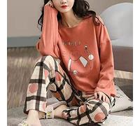 FFNUM Pijama Femenino Pijamas Mujer Primavera y Otoño Modelos Largo-Mujer Simple Suelto Casual Traje Talla Grande M-5XL Pijama Casual Femenino (Color : B, Size : M-Size)