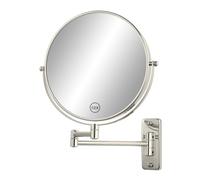 FFowcye Espejo de aumento de baño de 8 pulgadas montado en la pared, espejo de afeitado de doble cara 1X/10X con giro de 360° de 12 pulgadas, espejo de tocador telescópico plegable con brazo