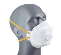 FFP2 Mascarilla Pk 1 - Mascarilla de respiración desechable plegable y plana con certificación EN149 CE - Filtro de 3 capas contra partículas en suspensión en el aire, válvula de exhalación