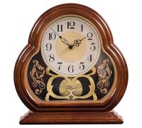 Ffsaacol Reloj de Sobremesa, Reloj de Escritorio Silencioso, Reloj Decorativo para Salón, Reloj para Repisa de La Chimenea, para salón, estantería, Chimenea, Oficina Brown,25x7x26.5cm