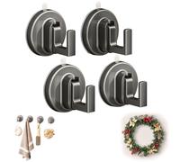 Ffunhoo Heavy Suction Cups Without Bore, 2026 New Suction Cup Wreath Holder,No-Drill Peel & Stick Waterproof Reusable Hooks, for Bathroom, Kitchen, Glass (Black,4*pcs)