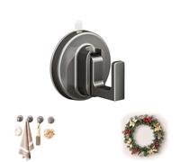 Ffunhoo Heavy Suction Cups Without Bore, 2026 New Suction Cup Wreath Holder,No-Drill Peel & Stick Waterproof Reusable Hooks, for Bathroom, Kitchen, Glass (Black,1*pcs)