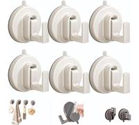 Ffunhoo Heavy Suction Cups Without Bore, Heavy Duty No Drill Suction Cup Hooks, No-Drill Peel & Stick Reusable Hooks,For Bathroom Kitchen Glass Tile (white,6pcs)