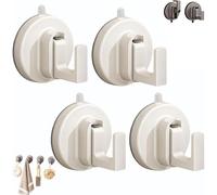 Ffunhoo Heavy Suction Cups Without Bore, Heavy Duty No Drill Suction Cup Hooks, No-Drill Peel & Stick Reusable Hooks,For Bathroom Kitchen Glass Tile (white,4pcs)