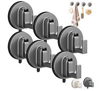 Ffunhoo Heavy Suction Cups Without Bore, No Drill Wall Hanger, Suction Cup Hooks, Non-damaging Suction Cup, Suitable for Bathroom, Kitchen, Glass & Tile Organization (Black,6pcs)