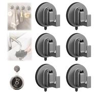 Ffunhoo Heavy Suction Cups Without Bore, Wreath Hanger for Front Door, No-Drill Peel & Stick Waterproof Reusable Hooks, for Bathroom, Kitchen, Glass (6Pcs)
