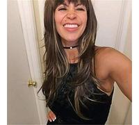 FFWIGS AYBBS 18" Oscuro Marrón Largo Ondulado Rizado Pelucas para Negro Mujer Natural Mirada Sintético Pelo Peluca para Diario Vestir Cosplay Disfraz Partido