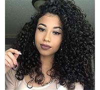FFWIGS BYBBS Sintético Afro Pelucas para Negro Mujer Mullido Corto Kinky Rizado Negro Peluca Calor Resistente Fibra Cosplay Disfraz Partido Diario Utilizar Pelo 18" 150g