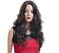 FFWIGS KABBS Largo Cuerpo Ola Marrón Sintético Cabello Pelucas para Mujer Calor Resistente Completo Peluca con Gratis Peluca Gorra (Oscuro Marrón) 26" 200G