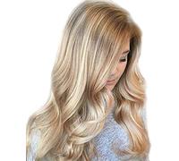 FFWIGS MMBBS Natural Largo Ondulado Rizado Pelucas para Mujer Oscuro Raíces Tresillo Ceniza Rubia Peluca Centro Separar Sintético Reemplazo Peluca 24" 200g