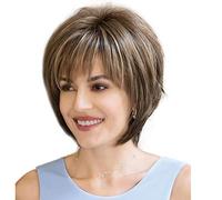 FFWIGS Sintético de la Manera Derecho de Las Mujeres a Corto Pelucas de Pelo Natural Pelucas mullidas Brown Femenino,01