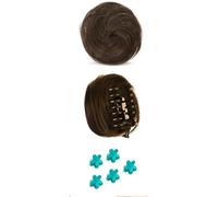FFWTPY 2 Pezzi Moño Postizo Extensiones Moños Postizos para Mujer Niñas Natural Rizado Ondulado Postizo Moño Sintético Extensiones Desordenado Coleta Postiza con Horquillas de Flores