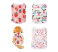 FFWTPY 3 Piezas Camisetas para Perros Lindo Chaleco Suave con Estampado de Frutas Camiseta Sin Mangas Traje Transpirable para Mascotas Pequeñas a Medianas