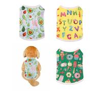 FFWTPY 3 Piezas Camisetas para Perros Lindo Chaleco Suave con Estampado de Frutas Camiseta Sin Mangas Traje Transpirable para Mascotas Pequeñas a Medianas