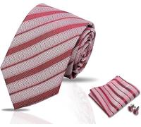 FFWTPY 3 Piezas Conjunto Corbata Rayas Diagonal Texturizada Pañuelo Gemelos Combinados Hombre Traje Formal Elegante