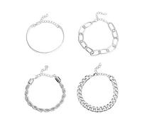 FFWTPY 4 Pulseras Mujer Conjunto Eslabones Cadena Brazalete Minimalista Accesorios Joyería Ajustable Estilo Elegante