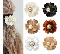 FFWTPY 6 Pinzas Flor Elegantes Cabello Accesorios Peinado Perla Decorativa Horquillas Pelo Mujer Pinza Garra