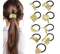FFWTPY 9 Coleteros de Metal para El Pelo Coleteros de Moda Coleteros Elásticos Coleteros Dorados para Mujer Estilo Geométrico