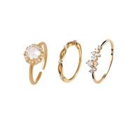 FFWTPY Anillos Ajustables Brillantes Circonita Cúbica Conjunto Elegante Joyas Femeninas Delicadas Adorno Mano Estilo Minimalista