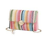 FFWTPY Bolso Mujer Clutches de Paja Tejido Elegante la Tarde Bandolera Bolsa Playa Bohemio Casual Crossbody con Cadena para Vacaciones Viaje Uso Diario