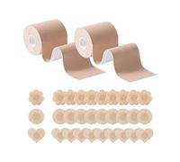 FFWTPY Cinta de Pecho Sujetador Levantamiento de Senos Boob Tape Cinta Adhesiva Push Up Sujetador Pegatinas Espalda Descubierta sin Tirantes de 30pcs Cubre Pezones para Copa A-E (Beige)