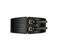 FFWTPY Cinturón ancho de cuero sintético para mujer con doble hebilla ajustable accesorio elegante para vestidos y abrigos cinturón de moda para todas las estaciones cinturón ancho para mujer
