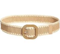 FFWTPY Cinturón Tejido Rectangular Hebilla Metálica Trenzado Decorativo Ajustable Elástico Estilo Bohemio Complemento Vestimenta Femenina